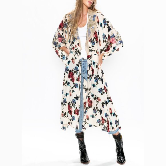 Aratta Spectacular Kimono Dress NWT • Reg $249 • Floral Sequin Embroidery - Picture 4 of 7